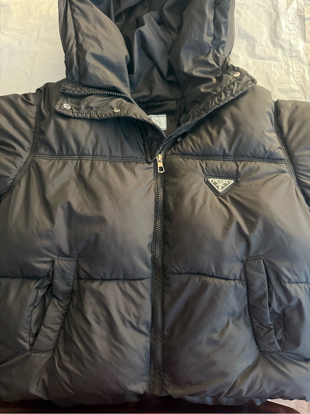 Prada Women’s Black Puffer Jacket with Hood